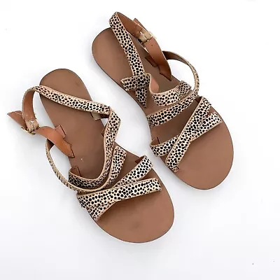 J. Crew Women's Strappy Cross-Strap Calf Hair Sandals Size 6 Animal Print • $14.95