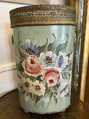 Vintage Mid Century Tole Hand Painted Umbrella Stand/Waste Basket By Pilgrim Art • $69.99