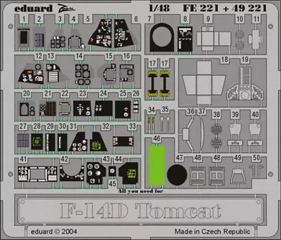 Eduard 1/48 F-14D Tomcat Cockpit (Hasegawa) FE221 • $5.99