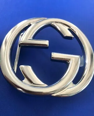 New L Authentic GUCCI GG Interlocking Silver Finish Unisex Belt Buckle Italy • $147