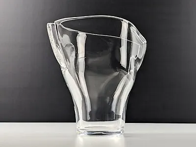 Hadeland 'Splitt' Split Sided Clear Glass Vase Model 22511 Signed 1980's Jutrem • £28