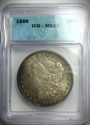 1886 Ms63*  Morgan Silver Dollar * Fantastic 2 Sided Toning *** Rare • $36