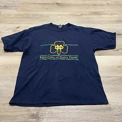 Vintage 90's The Game University Of Notre Dame Blue Size XL Single Stitch Shirt • $24.99