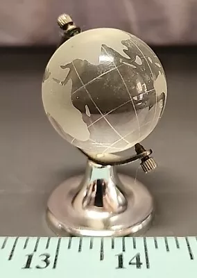 Vintage Glass World Globe Earth Paperweight Spinner Miniature 3”  • $8.95