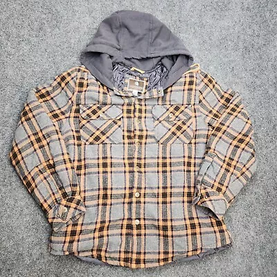Legendary Whitetails Jacket Mens Medium Hooded Flannel Shacket Plaid Quilt Lined • $33.33