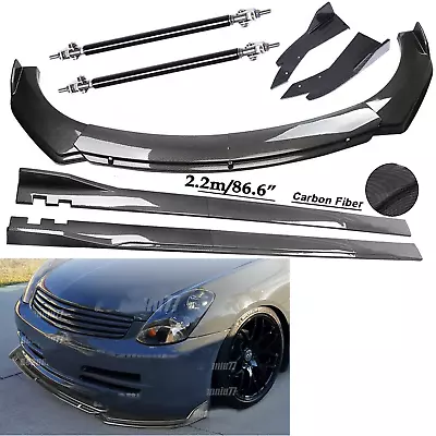 For Infiniti G35 G37 Carbon Fiber Front Bumper Lip Spoiler 86.6  Side Skirt • $149.99