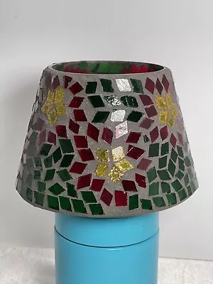 Candle Shade Poinsettia Christmas Mosaic • $12