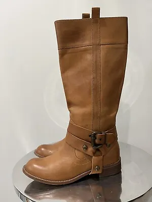 $99.99 • Buy Anthropologie Schuler & Sons Red Leather Women's Side Zip Riding Boots Size 9