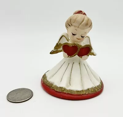 Vintage 1950s Lefton Valentine Angel  2774 3  Made In Japan Holding Two Hearts • $27.99