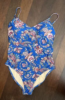 J.Crew Liberty Fab One Piece Blue Paisley Print Floral Swimsuit Womens Sz 10 NWT • $29.70