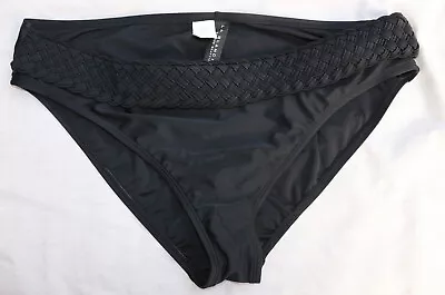 LA BLANCA By Rod Beattie Black Size 16 BIKINI BOTTOMS Woven Waist - Classic • $10.50