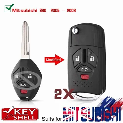 $21.82 • Buy 2x Upgrade Flip Remote Key Shell Case 4B Suit Mitsubishi 380 2005 2006 2007 2008