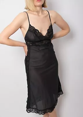 Vintage Full Slip Sheer Chemise Under Dress Lace Details Glam Can Fit S/M Size • $50