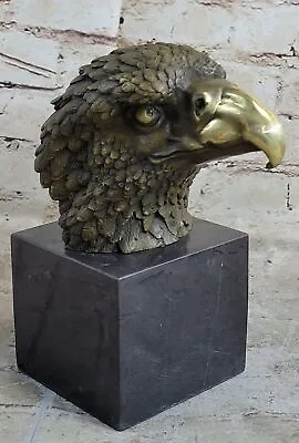 Bronze Sculpture Art Deco Metal Animal American Bald Eagle Bust Marble Base Deal • $155.40