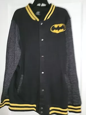 $20 • Buy Mens DC Batman Sweater/Varsity Style Front Snap Up Black Jacket Size 2XL