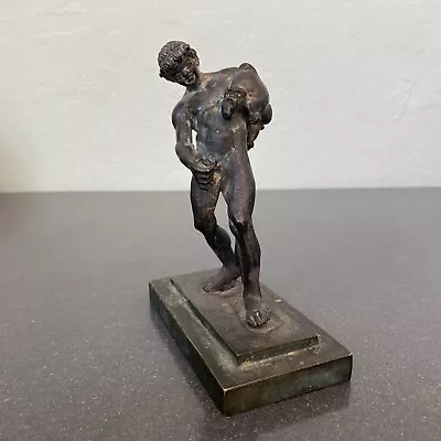 Vintage Small Bronze Figure Of Standing Nude Male Carrying A Pig Under Left Arm • $55