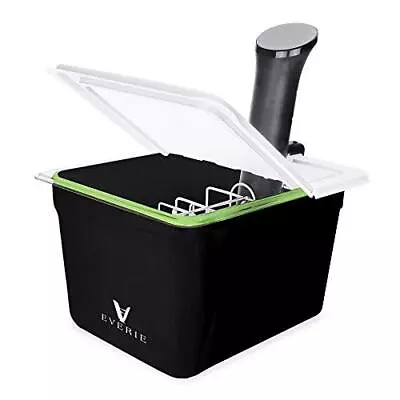 SOUS VIDE CONTAINER Collapsible Hinge Lid Rack Insulation Sleeve 12 Quart EVERIE • $64.47