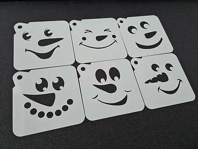 £6.95 • Buy CHRISTMAS SNOWMAN Happy Face Stencils Set Airbrushing Paint Cupcake Decoration