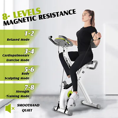 New Upright Folding Stationary Exercise Bike Fitness Cycling Bicycle Indoor Home • $149.99