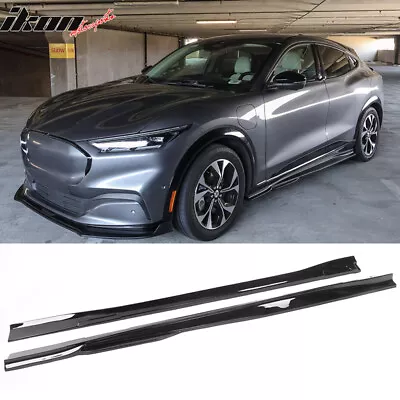 Fits 21-23 Ford Mustang Mach-E Gloss Black Side Skirts Extension Rocker Panel PP • $132.95