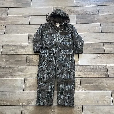 VTG Cabelas TreBark Realtree Camo Down Filled Hooded Snow Suit Coveralls Rare S • $489