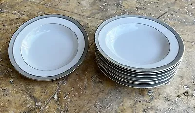 NWT Set Of 8 Mikasa Platinum Crown L3428 Fine China Rimmed Soup Bowls 8.5  • $61.59