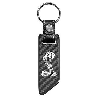 Ford Mustang Cobra Real Carbon Fiber Blade Style Black Leather Strap Key Chain • $26.99
