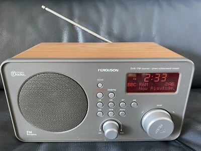 £19.99 • Buy Retro Style DAB/FM Radio Grey + Wooden Effect Ferguson With Clock & Alarm