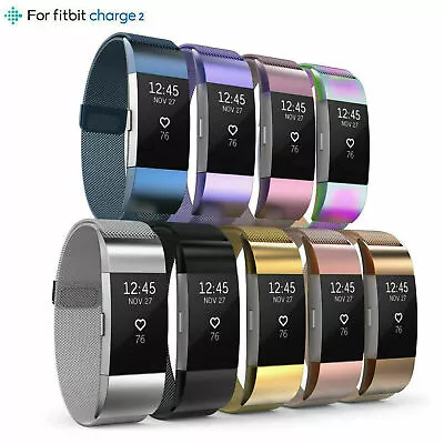 $12.45 • Buy Compatible Fitbit Charge 2 Strap Replacement Milanese Band Metal Milanese Belt