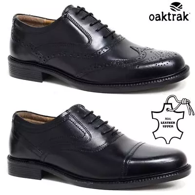 Mens Leather Brogues Smart Formal Office Casual Lace Up Oxford Derby Shoes Size • £21.95