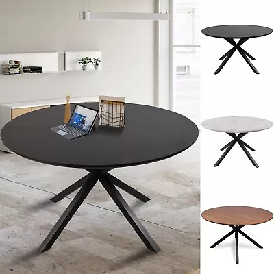 VILOBOS 53  Dining Table Modern Round Wood Tabletop For 6 Person Cross Metal Leg • $229.99