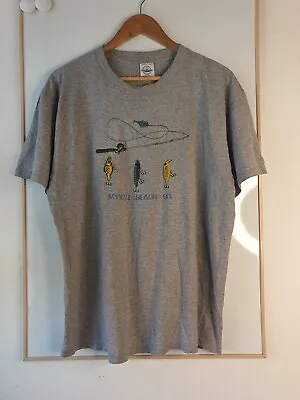 Vintage Fly Fishing Shirt Mens Size L Large Grey Embroidered Lure Myrtle Beach • $15.54