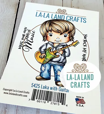 LUKA WITH GUITAR-La-La Land Crafts Rubber Stamp-Stamping Craft-Rock Star Band • $12