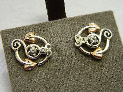 £99.95 • Buy Welsh Clogau Sterling Silver & 9ct Rose Gold White Topaz Origin Stud Earrings