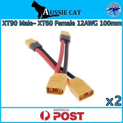 2Pc Genuine XT90 Male To XT60 Female 12AWG Soft Silicone Cable BatteryParts 10cm • $12.95