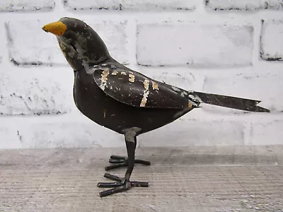 Rustic Small 5.75  Repurposed Recycled Scrap Metal Crow Raven Statue Home Garden • $34.99