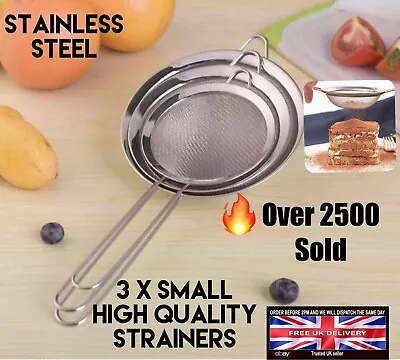 £3.80 • Buy 3pc Strainer Quality Stainless Steel Mesh Colander Food Tea Small Filter Sieve 