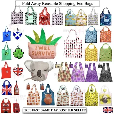 Reusable Foldable Ladies Shopping Bag Eco Animal Tote Handbag Fold Away Bag • £5.95