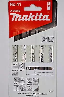 Makita A-85880 Jigsaw Blades For Cutting Wood PVC Plastic Clean Cut Pack Of 5 • £8.78