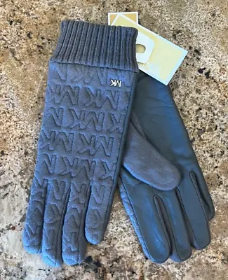 Nwt Michael Kors Quilted Logo Glove With Leather Trim Gray M $78 • $25