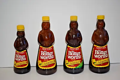 Vintage Mrs. Butterworth Amber Brown Glass Syrup Bottles Lot Of 4 10  And 8.5  • $15