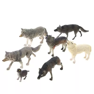 Set Of 7 Wolf Toy Figurine Realistic Arctic Wolf Figures Miniature • $28.64
