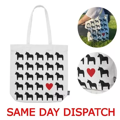 Ikea HÄSTHAGE 100% Cotton Horse Canvas Tote Hand/Shoulder Reusable Shopping Bags • £14.50