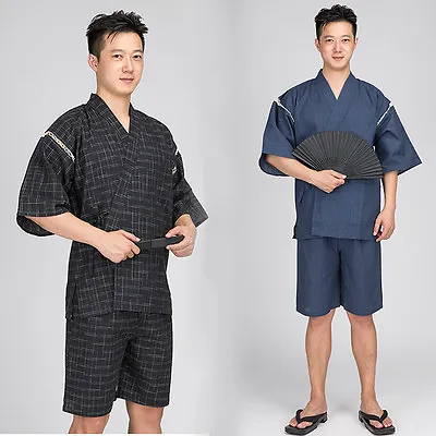Men Japanese Summer Jinbei Sleepwear Kimono Short Sleeve Pants Pajama Loungewear • $36.87