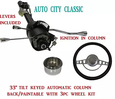 $339 • Buy 33  Tilt Steering Column Keyed Street/Hot Rod Black Automatic & Impala Wheel Kit