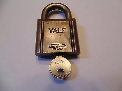 Vintage YALE & TOWNE Brass Padlock With Original Working Key Stamped U.S. • $25