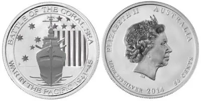 2014 Australian Battle Of Coral Sea 1/2oz Fine .999 Silver Bullion Coin UNC • $18.99