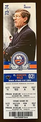 New York Islanders 10/10/2011 NHL Ticket Stub Vs Minnesota Wild - Al Arbour • $5.95