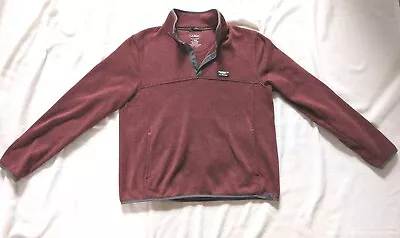 LL Bean Sweater Mens  Large Red Heather Snap-T Fleece Pullover Knit Sweatshirt • $17.95