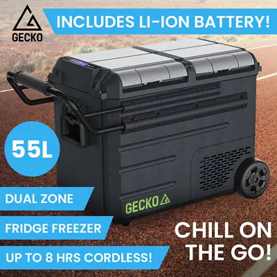 GECKO 55L Car Fridge Freezer W/ Lithium Battery Dual Zone 12V Camping Portable • $713